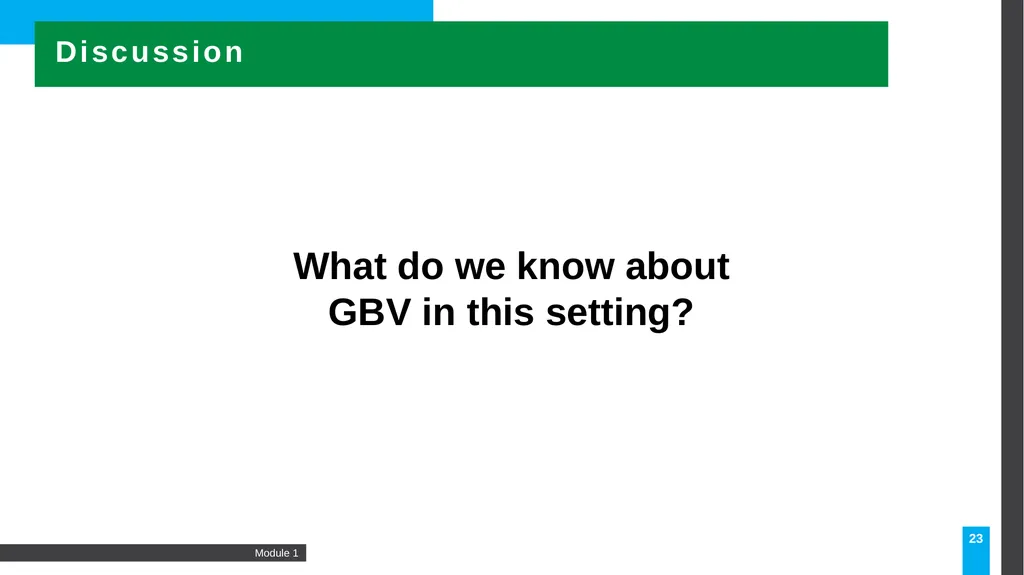 MODULE Introduction to gender-based violence (GBV) - slide 23 of 44