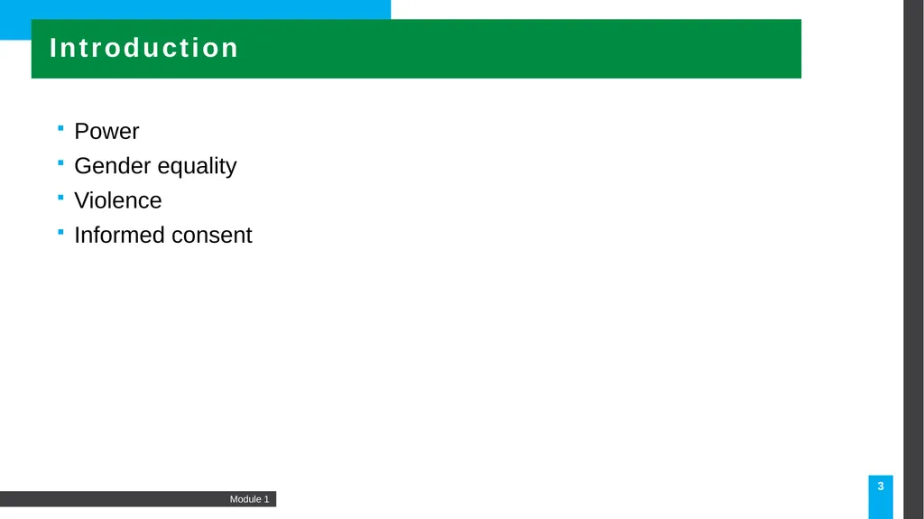 MODULE Introduction to gender-based violence (GBV) - slide 3 of 44