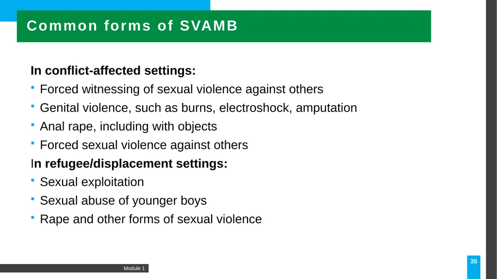 MODULE Introduction to gender-based violence (GBV) - slide 35 of 44