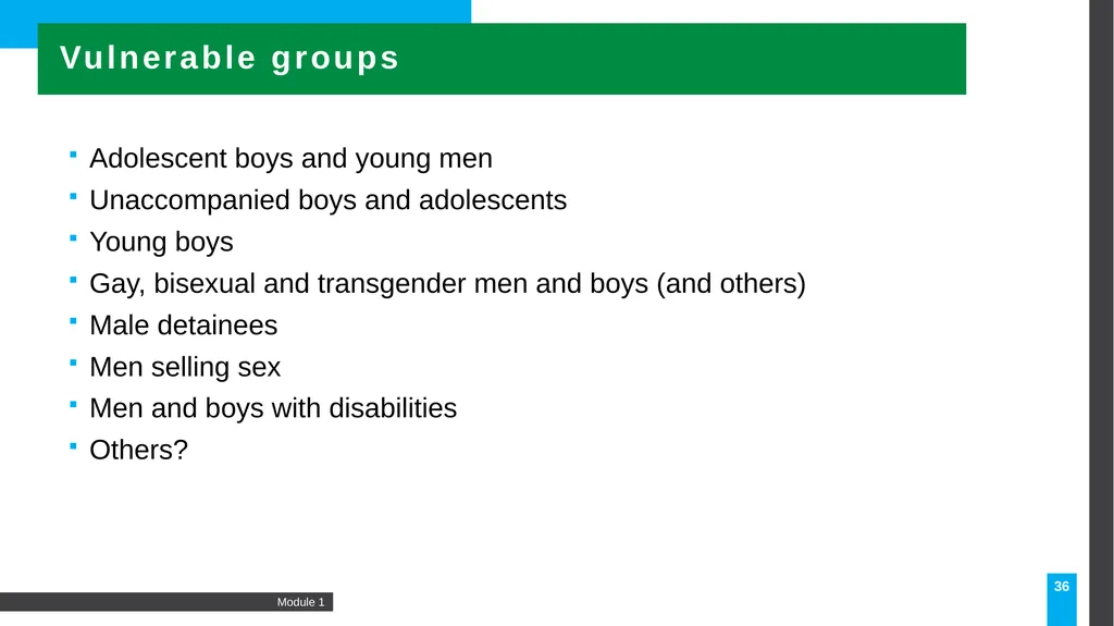 MODULE Introduction to gender-based violence (GBV) - slide 36 of 44