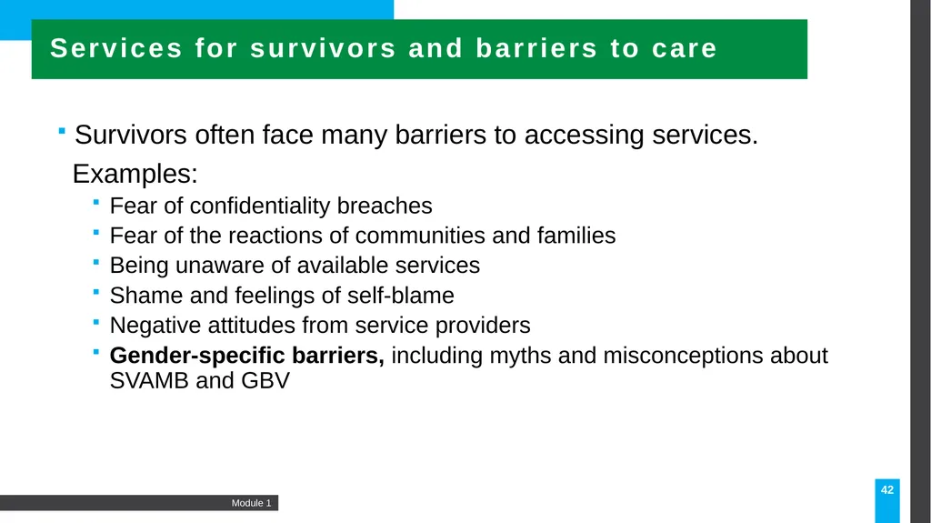 MODULE Introduction to gender-based violence (GBV) - slide 42 of 44