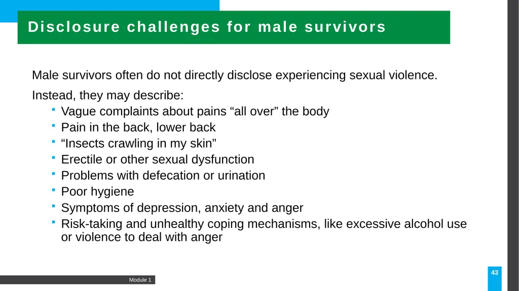 MODULE Introduction to gender-based violence (GBV) - slide 43 of 44
