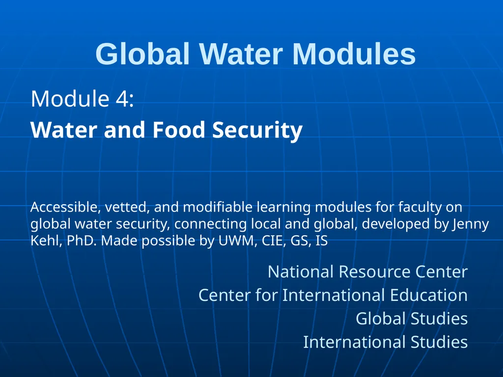 Global Water Modules Module 1: Introduction to - slide 18 of 33
