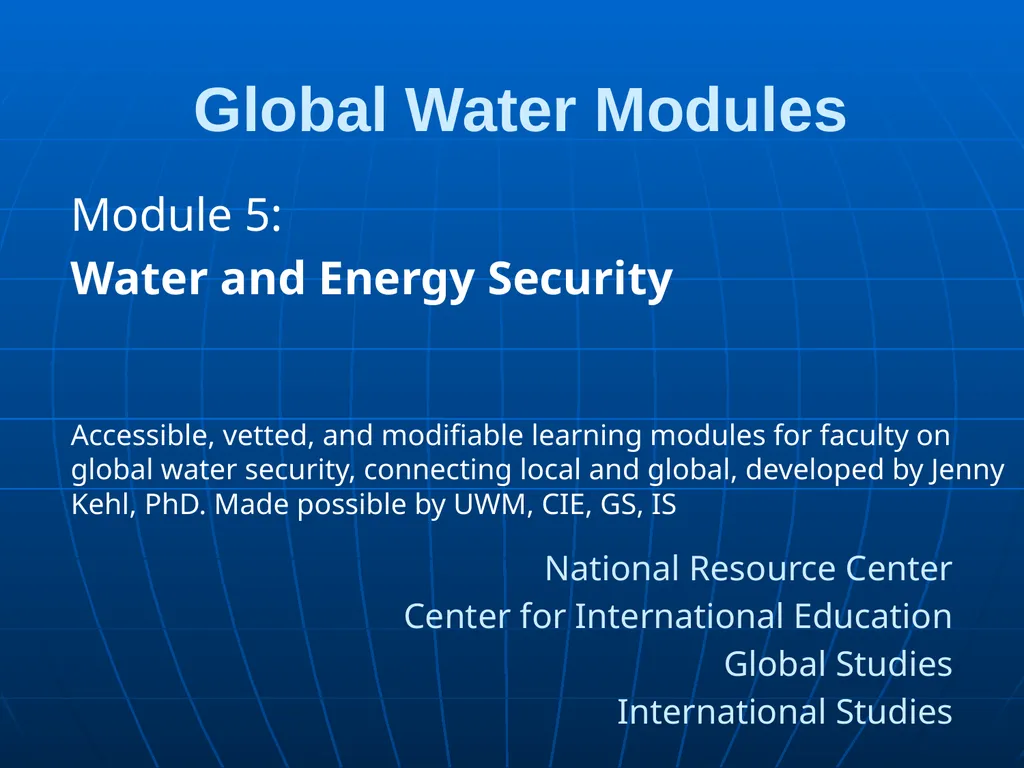 Global Water Modules Module 1: Introduction to - slide 20 of 33