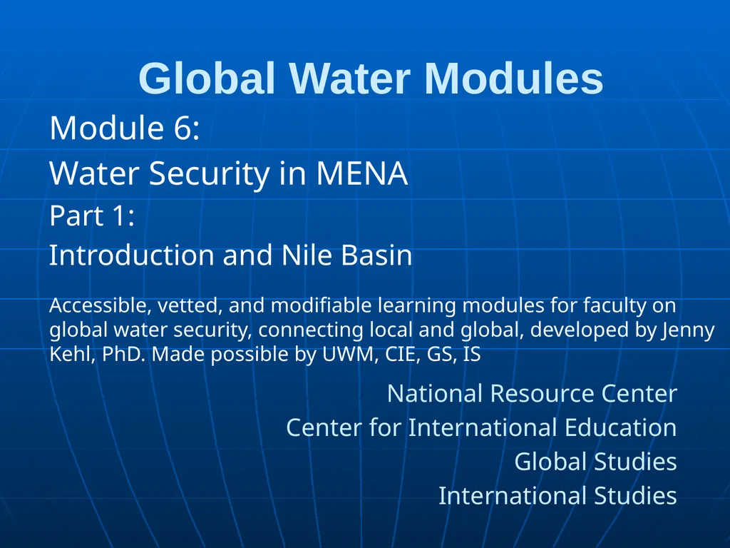 Global Water Modules Module 1: Introduction to - slide 22 of 33