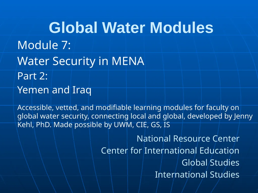 Global Water Modules Module 1: Introduction to - slide 24 of 33