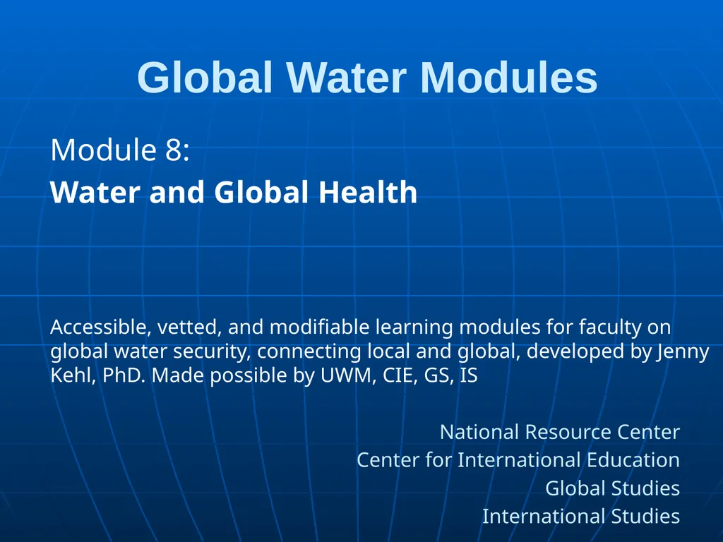 Global Water Modules Module 1: Introduction to - slide 26 of 33