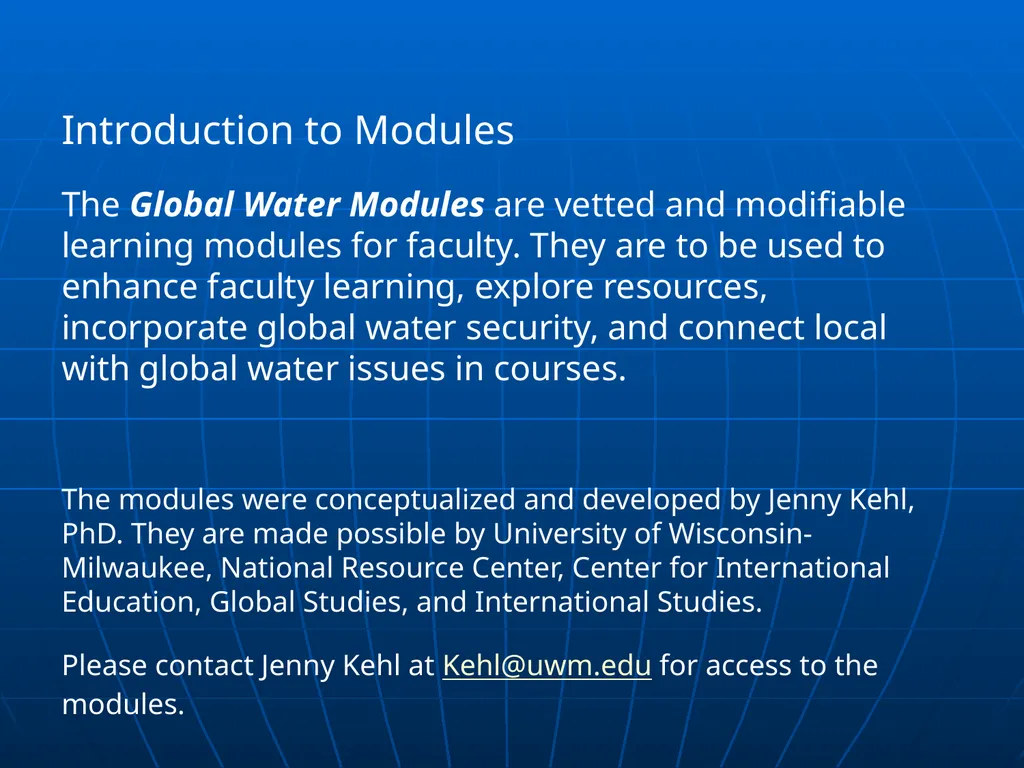 Global Water Modules Module 1: Introduction to - slide 13 of 33