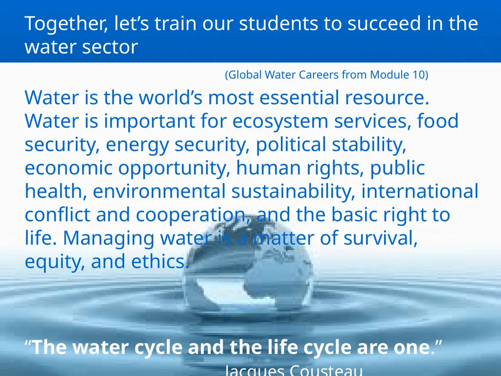 Global Water Modules Module 1: Introduction to - slide 32 of 33