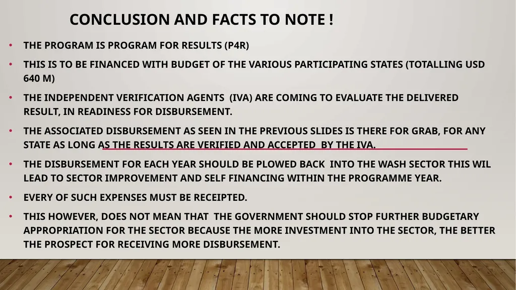 PROGRAM EXPECTATIONS,RESULTS AREA AND DISBURSEMENT - slide 20 of 22