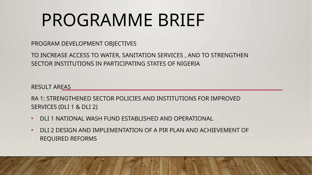 PROGRAM EXPECTATIONS,RESULTS AREA AND DISBURSEMENT - slide 2 of 22