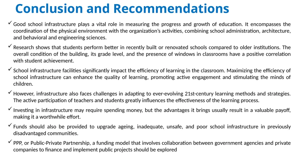 INFRASTRUCTURE AND SAFE LEARNING ENVIRONMENT IN - slide 10 of 11
