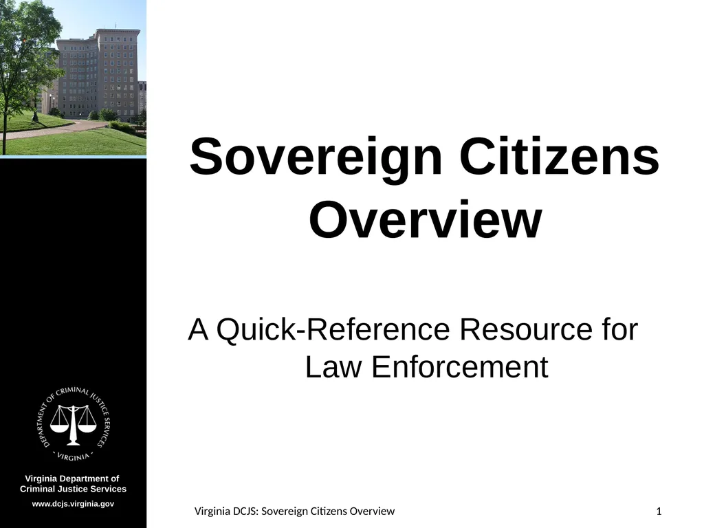 Sovereign Citizens Overview A Quick-Reference - slide 1 of 12