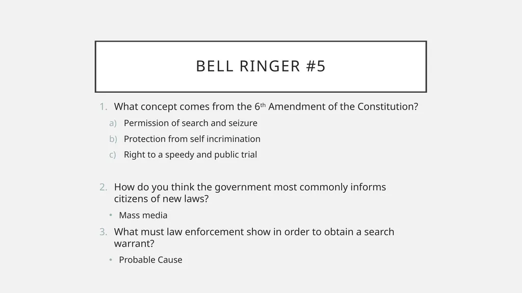 Bell Ringer #5 What concept comes from the 6th - slide 1 of 7