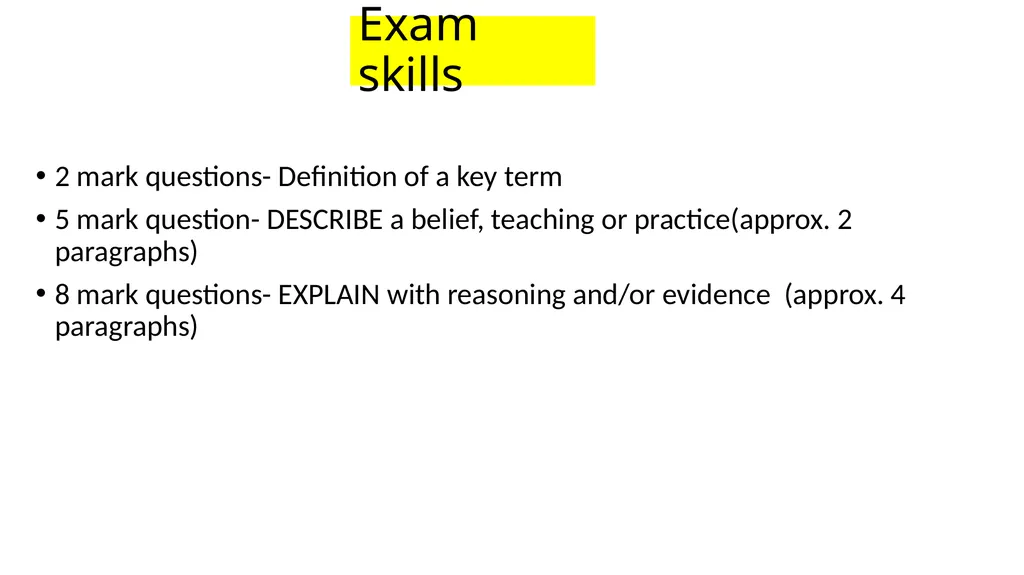 Revision Exam skills 2 mark questions- Definition - slide 2 of 57
