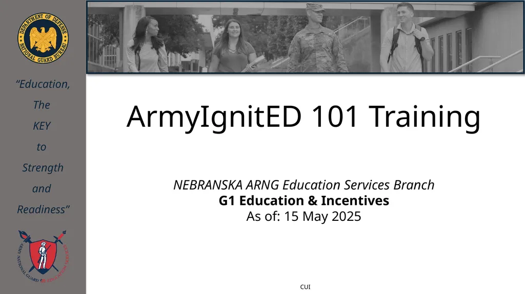 ArmyIgnitED 101 Training NEBRANSKA ARNG Education - slide 1 of 42
