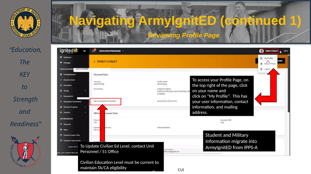 ArmyIgnitED 101 Training NEBRANSKA ARNG Education - slide 32 of 42