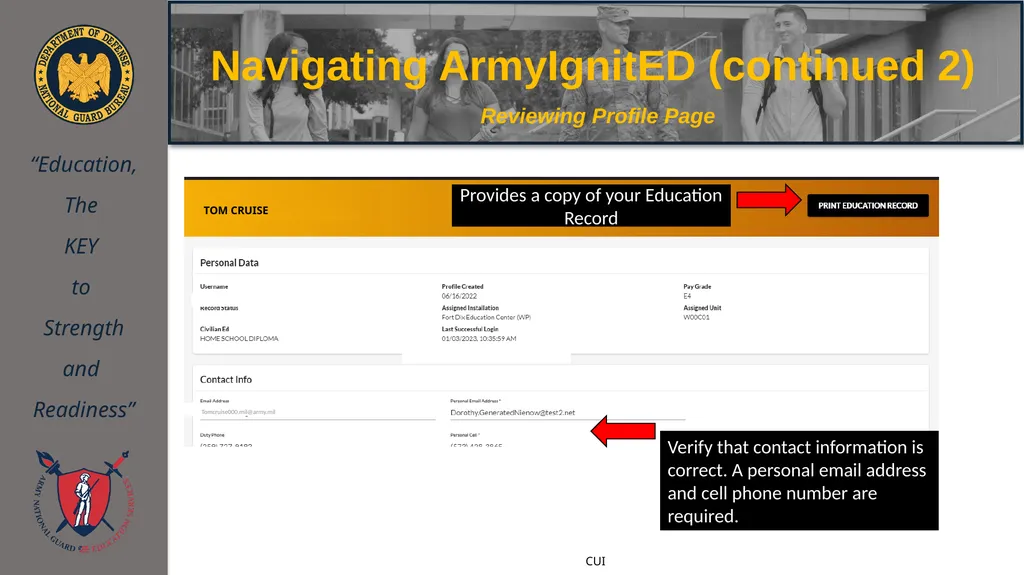 ArmyIgnitED 101 Training NEBRANSKA ARNG Education - slide 33 of 42