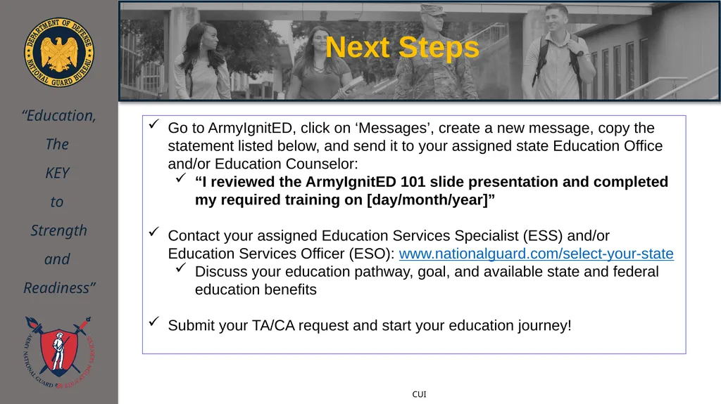 ArmyIgnitED 101 Training NEBRANSKA ARNG Education - slide 40 of 42