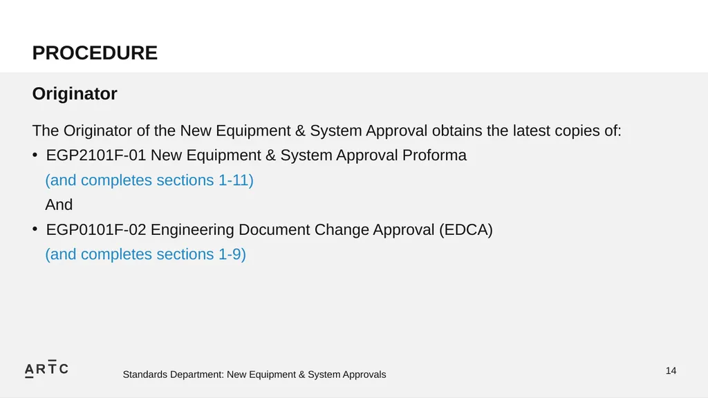 New Equipment & System Approvals STANDARDS - slide 14 of 33