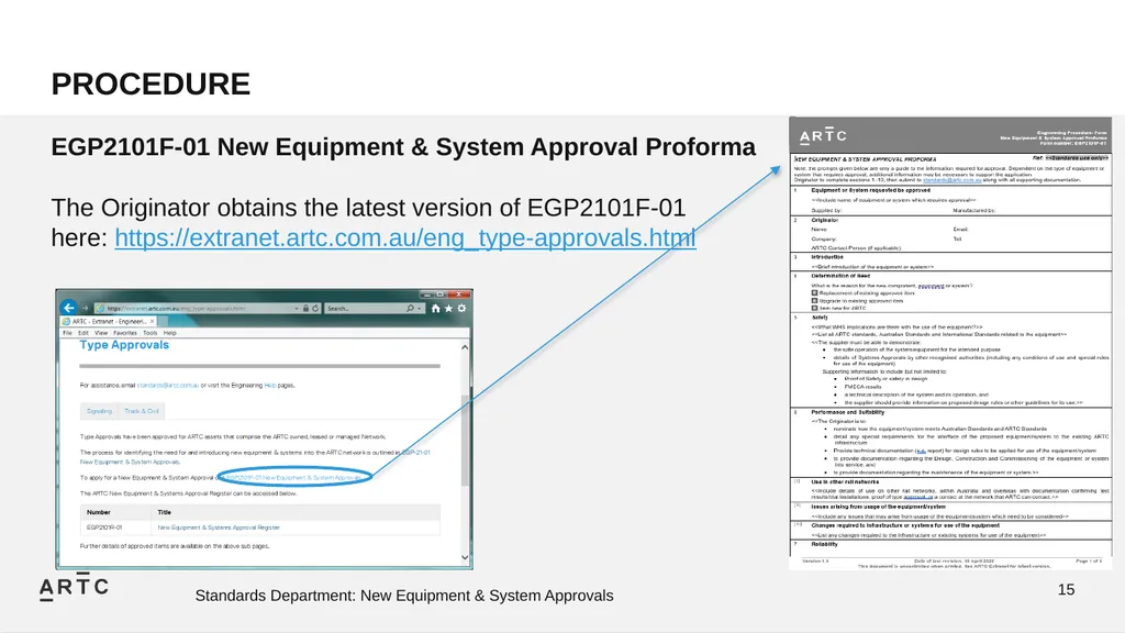 New Equipment & System Approvals STANDARDS - slide 15 of 33
