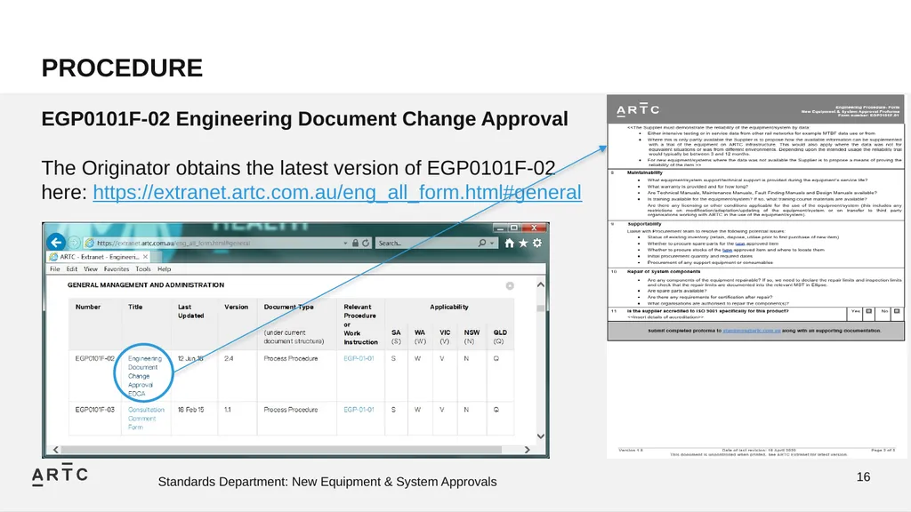 New Equipment & System Approvals STANDARDS - slide 16 of 33