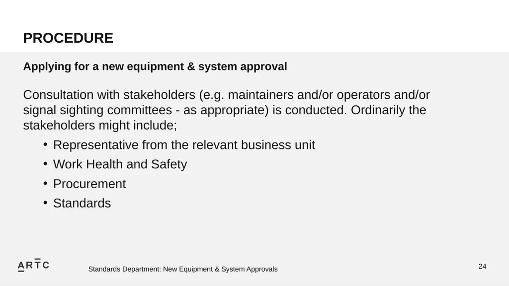 New Equipment & System Approvals STANDARDS - slide 24 of 33