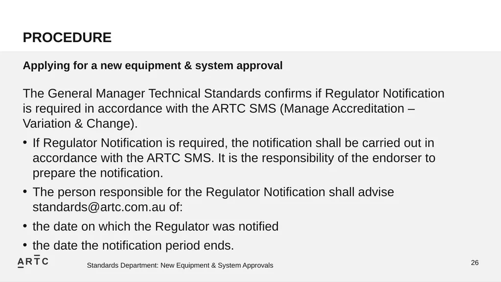 New Equipment & System Approvals STANDARDS - slide 26 of 33