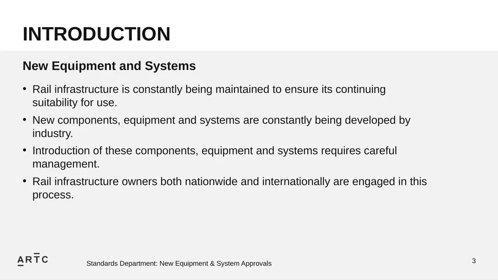 New Equipment & System Approvals STANDARDS - slide 3 of 33