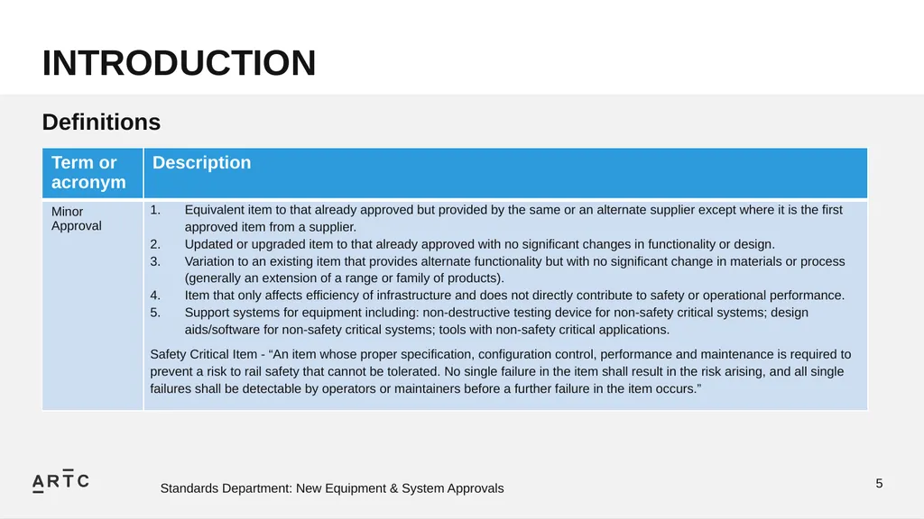 New Equipment & System Approvals STANDARDS - slide 5 of 33
