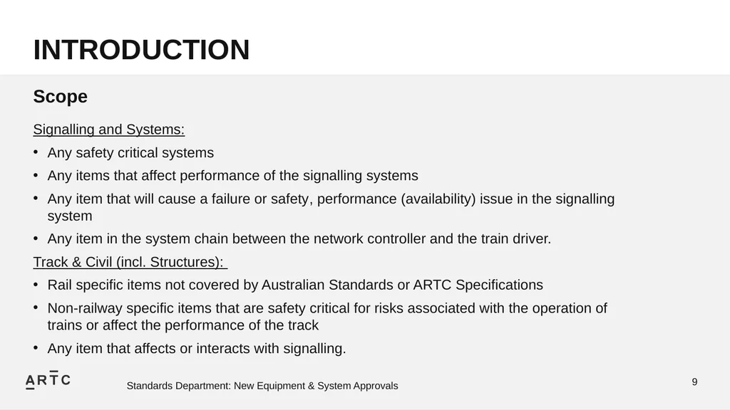 New Equipment & System Approvals STANDARDS - slide 9 of 33