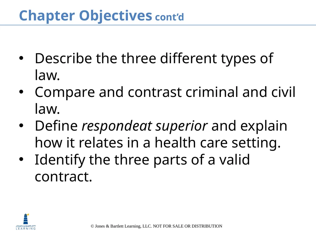 Chapter 2 Law and Ethics Chapter Objectives - slide 3 of 81
