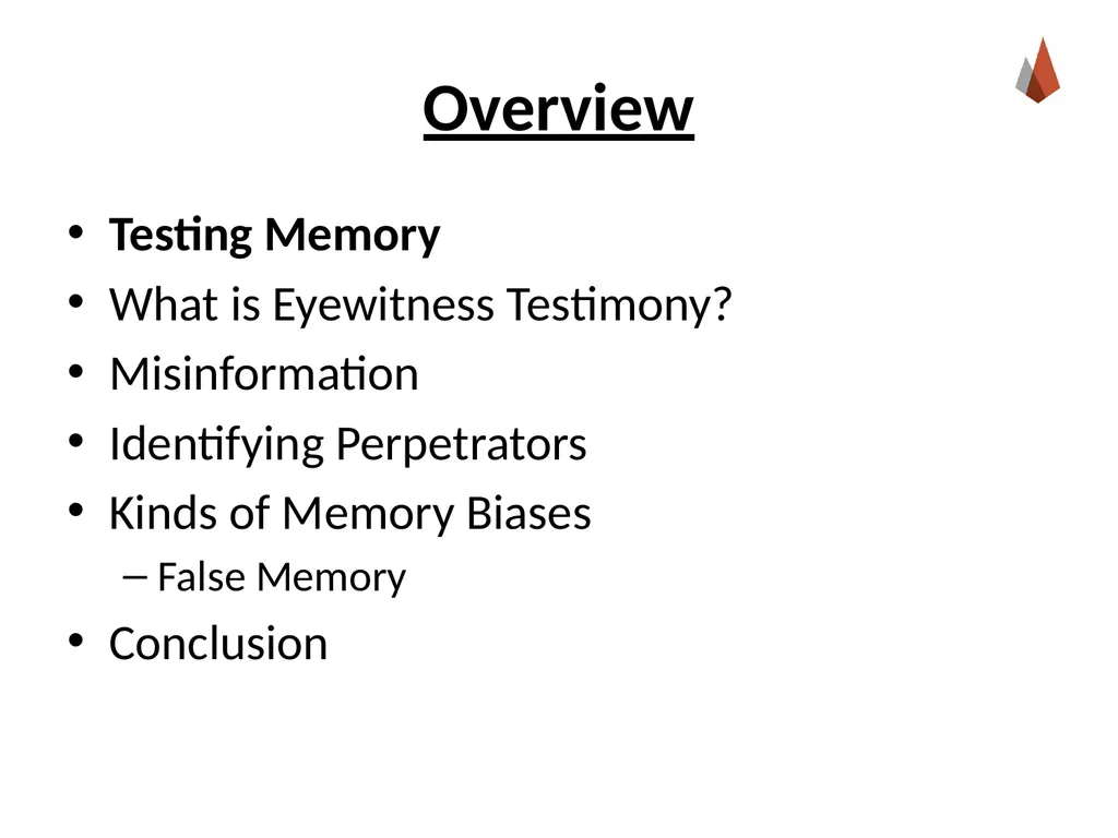 Eyewitness Testimony [Instructor Name] [Class and - slide 2 of 19