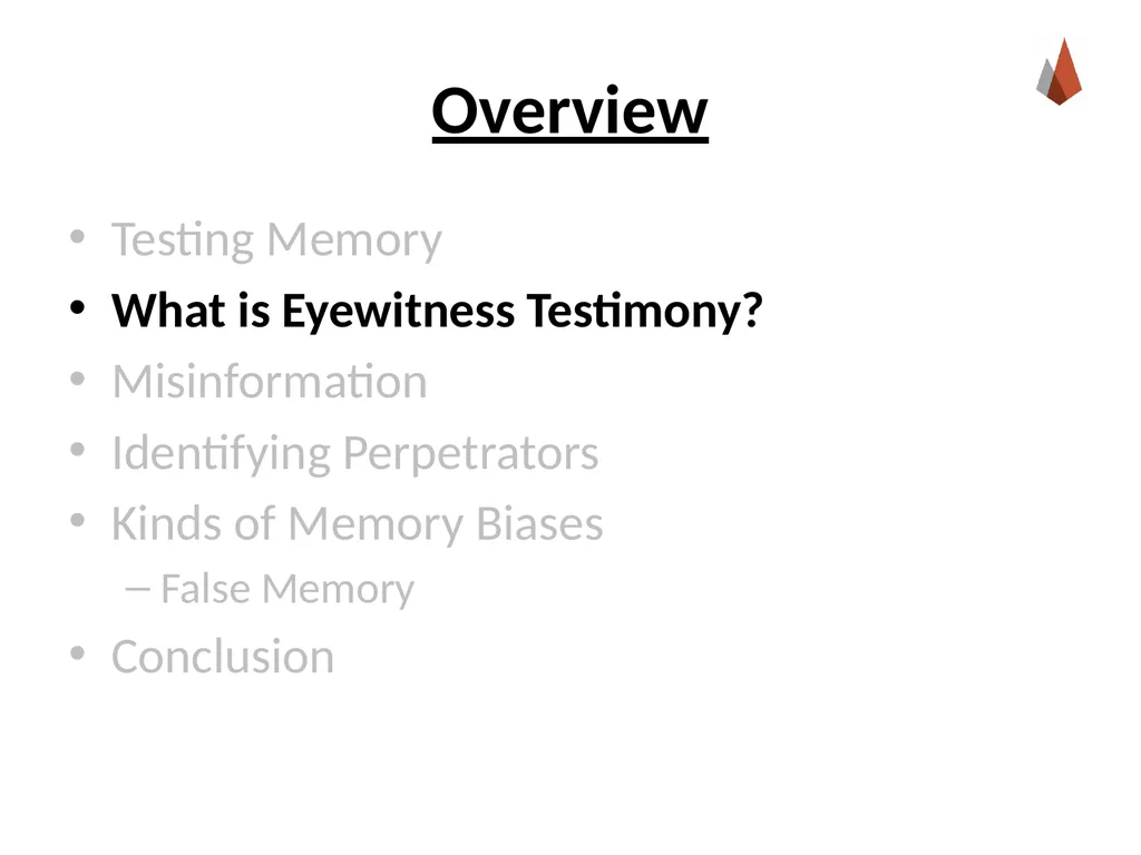 Eyewitness Testimony [Instructor Name] [Class and - slide 4 of 19