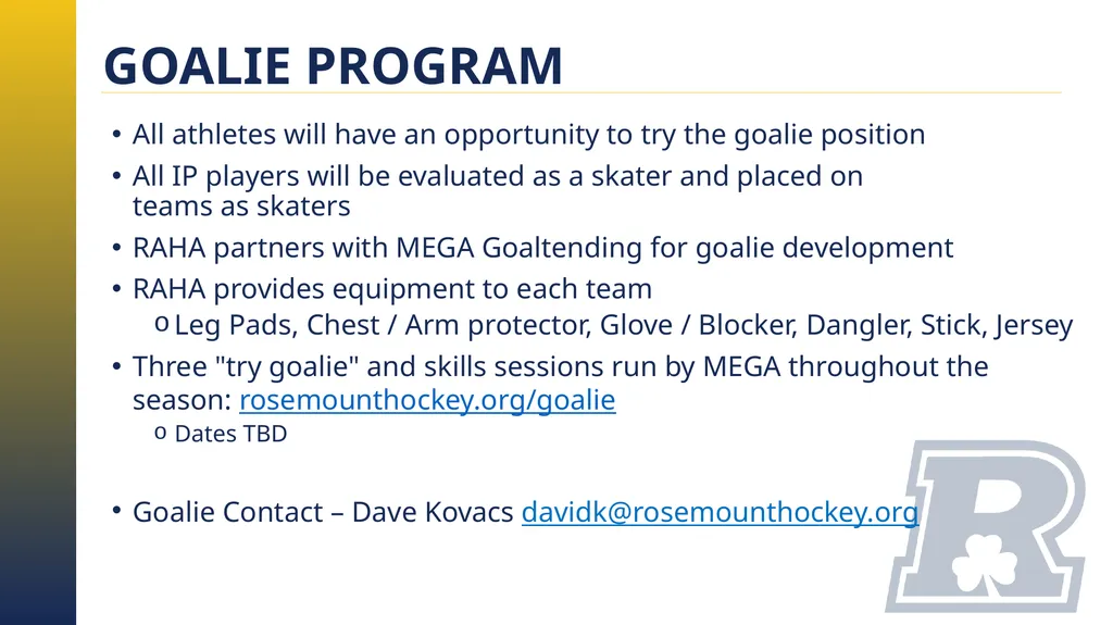 RAHA INITIATION PROGRAM (8 & UNDER) PARENT MEETING - slide 27 of 67
