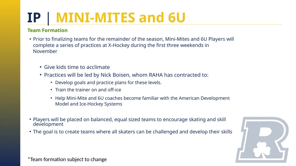 RAHA INITIATION PROGRAM (8 & UNDER) PARENT MEETING - slide 35 of 67
