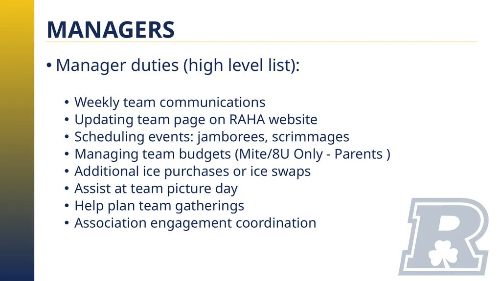 RAHA INITIATION PROGRAM (8 & UNDER) PARENT MEETING - slide 55 of 67