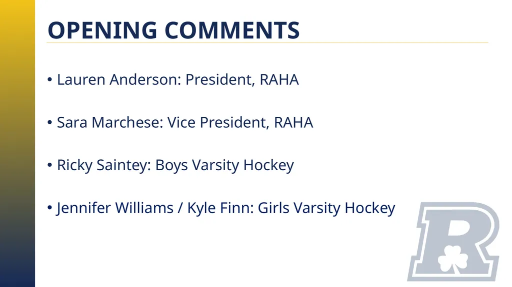 RAHA INITIATION PROGRAM (8 & UNDER) PARENT MEETING - slide 2 of 67