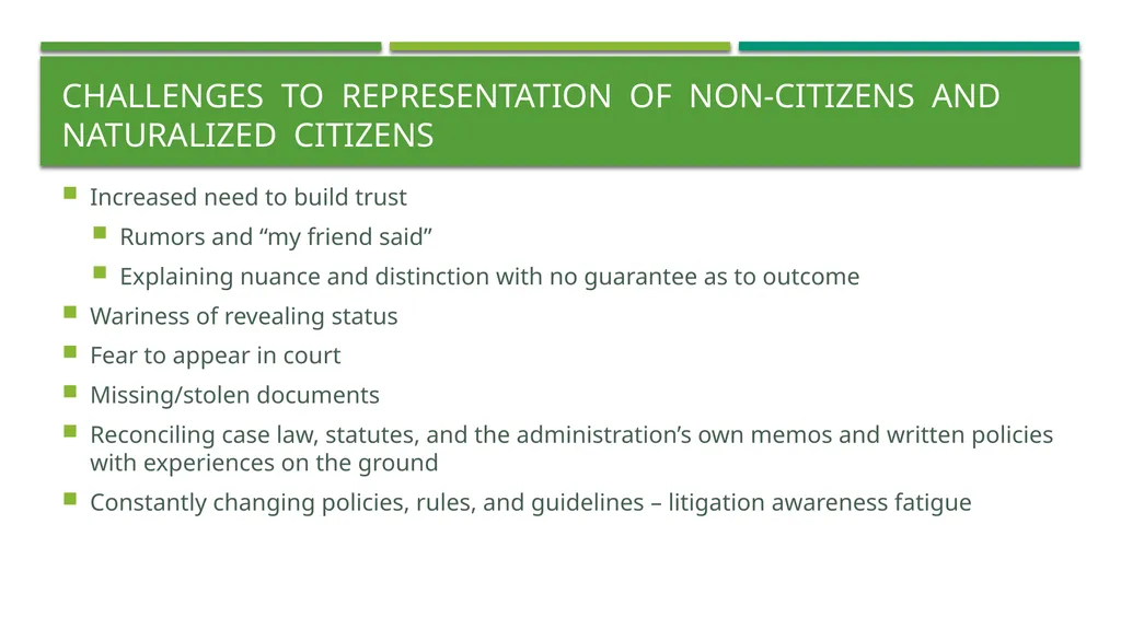 Current Challenges to Representing Immigrant - slide 18 of 21