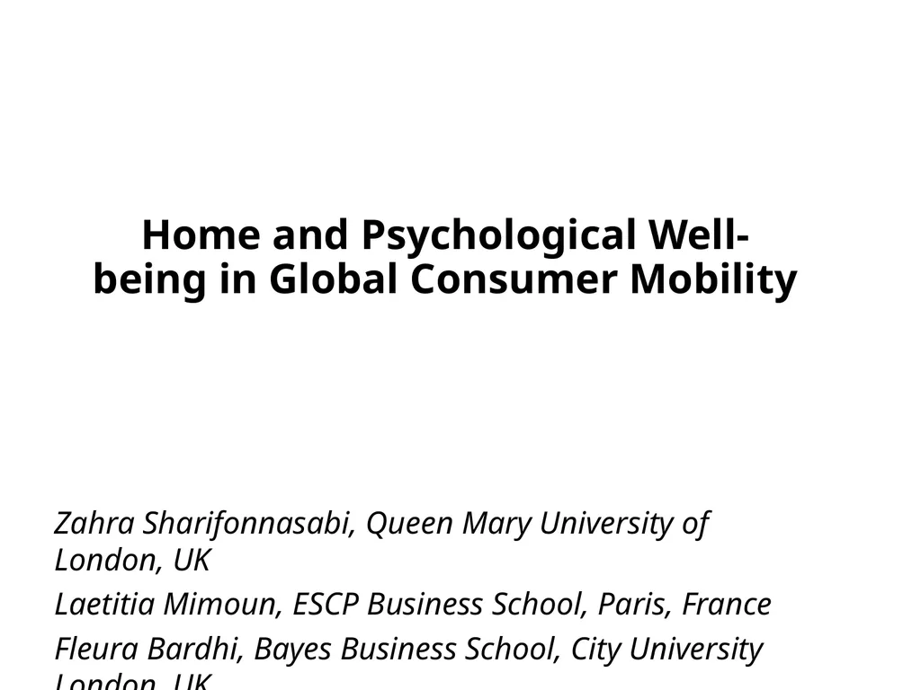 Home and Psychological Well-being in Global