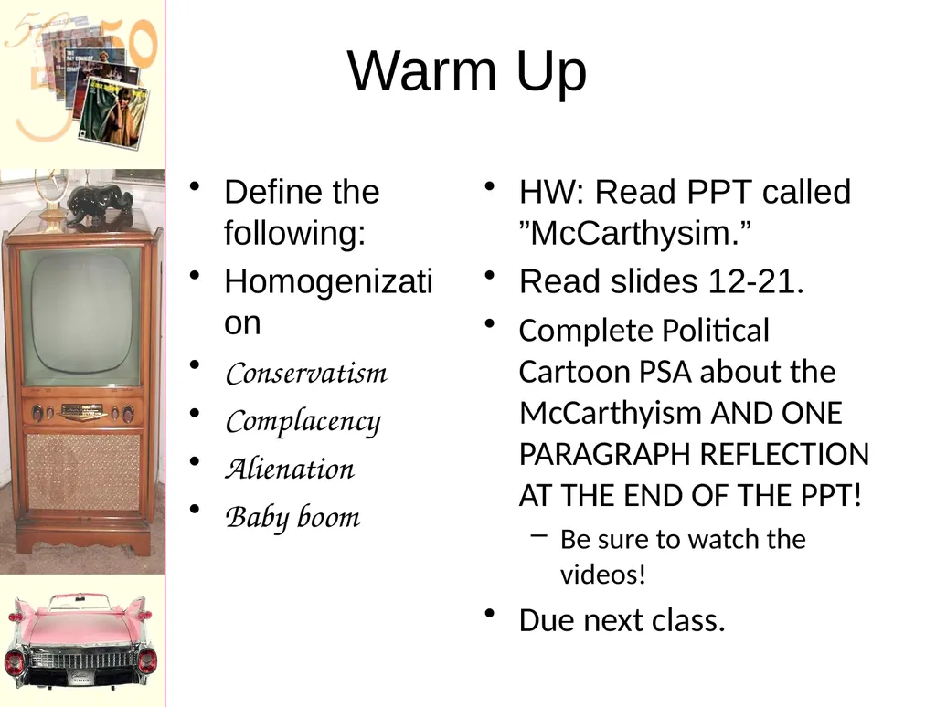 Warm Up Define the following: Homogenization - slide 1 of 43