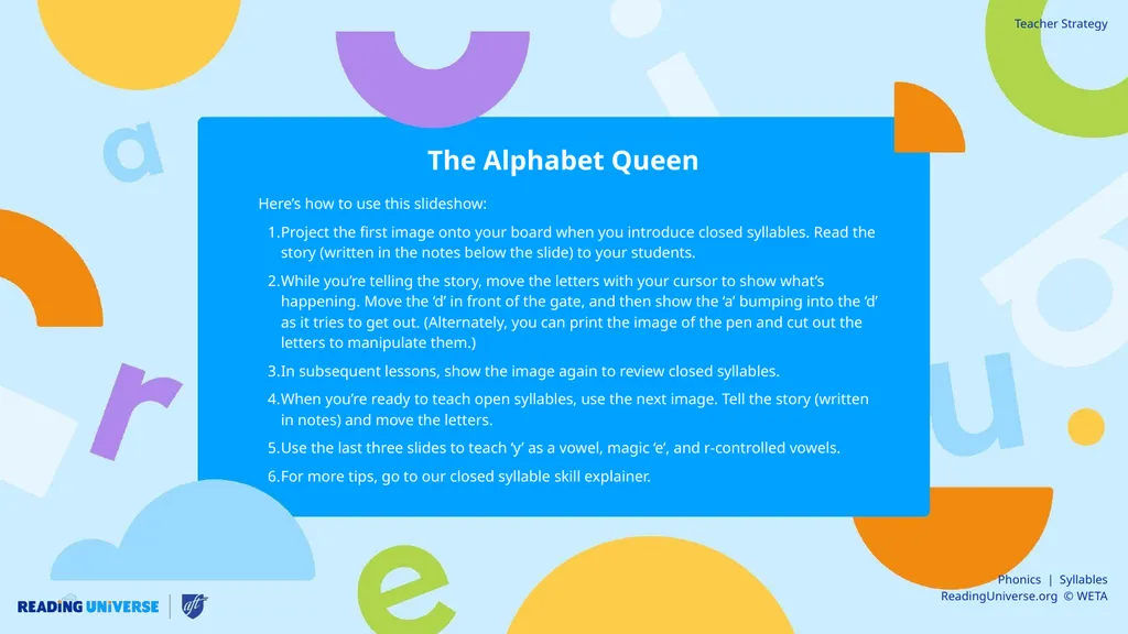 The Alphabet Queen One way to introduce different - slide 2 of 7
