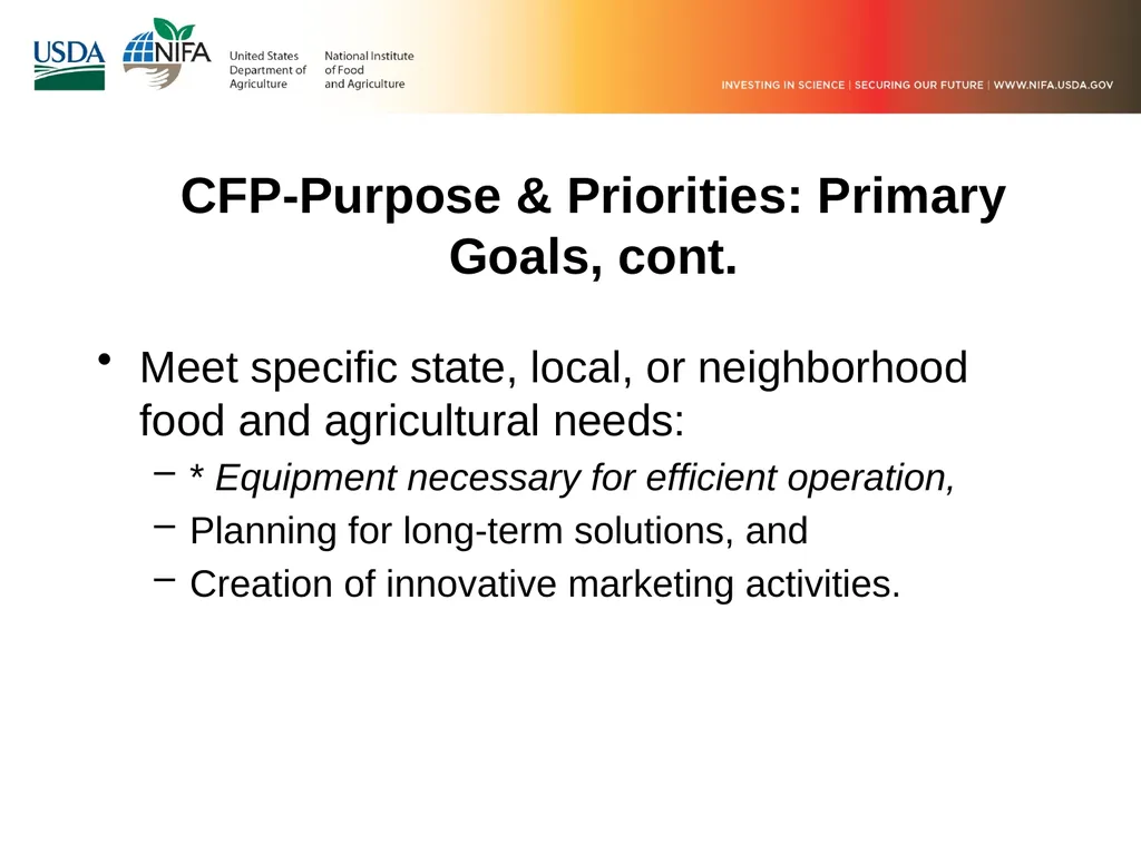 FY 2019 Community Food Projects Competitive Grant - slide 7 of 20