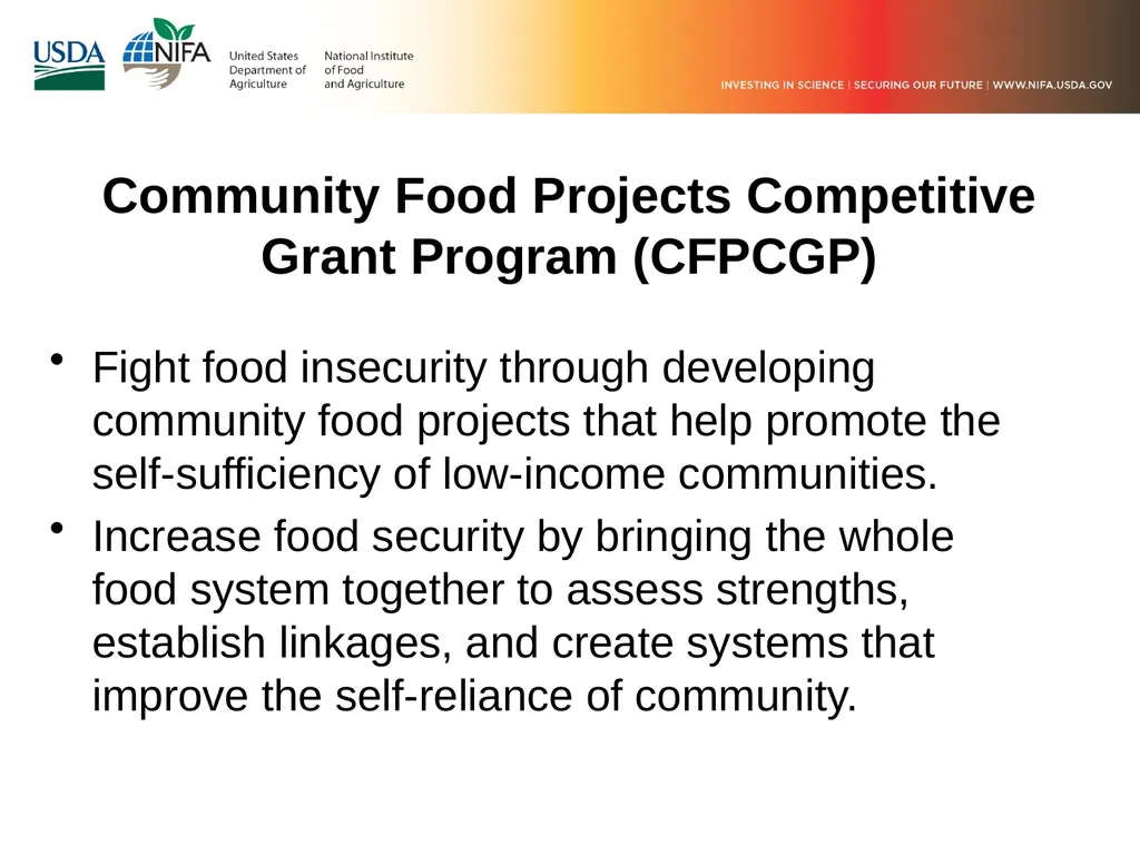 FY 2019 Community Food Projects Competitive Grant - slide 4 of 20