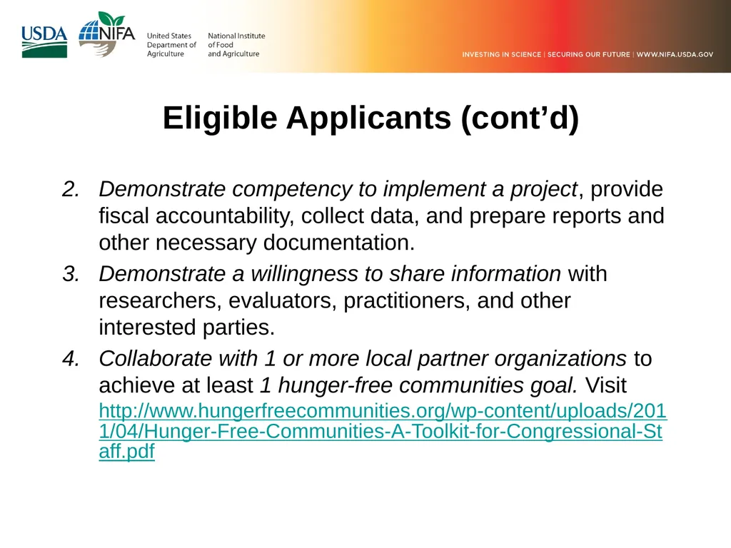 FY 2019 Community Food Projects Competitive Grant - slide 14 of 20