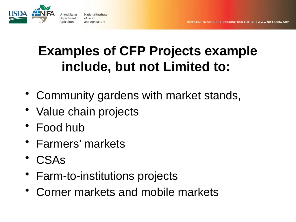 FY 2019 Community Food Projects Competitive Grant - slide 10 of 20