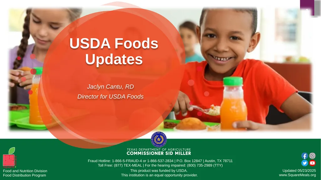 USDA Foods Updates Jaclyn Cantu, RD Director for