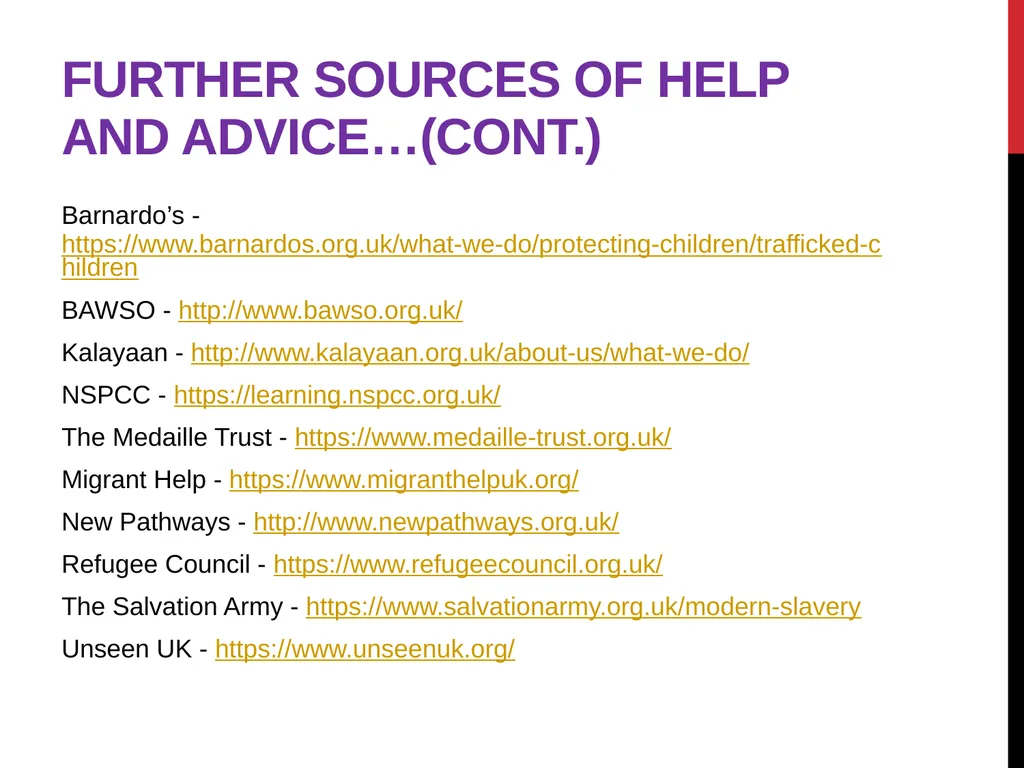 Modern Slavery – General awareness information for - slide 34 of 35