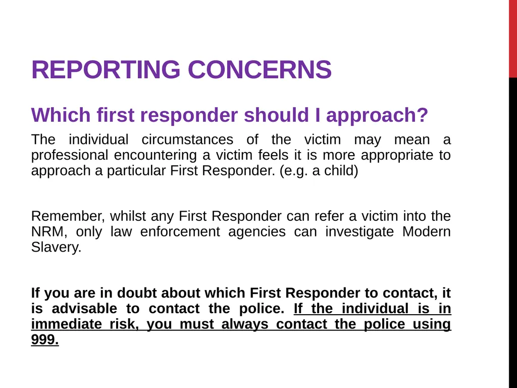 Modern Slavery – General awareness information for - slide 23 of 35