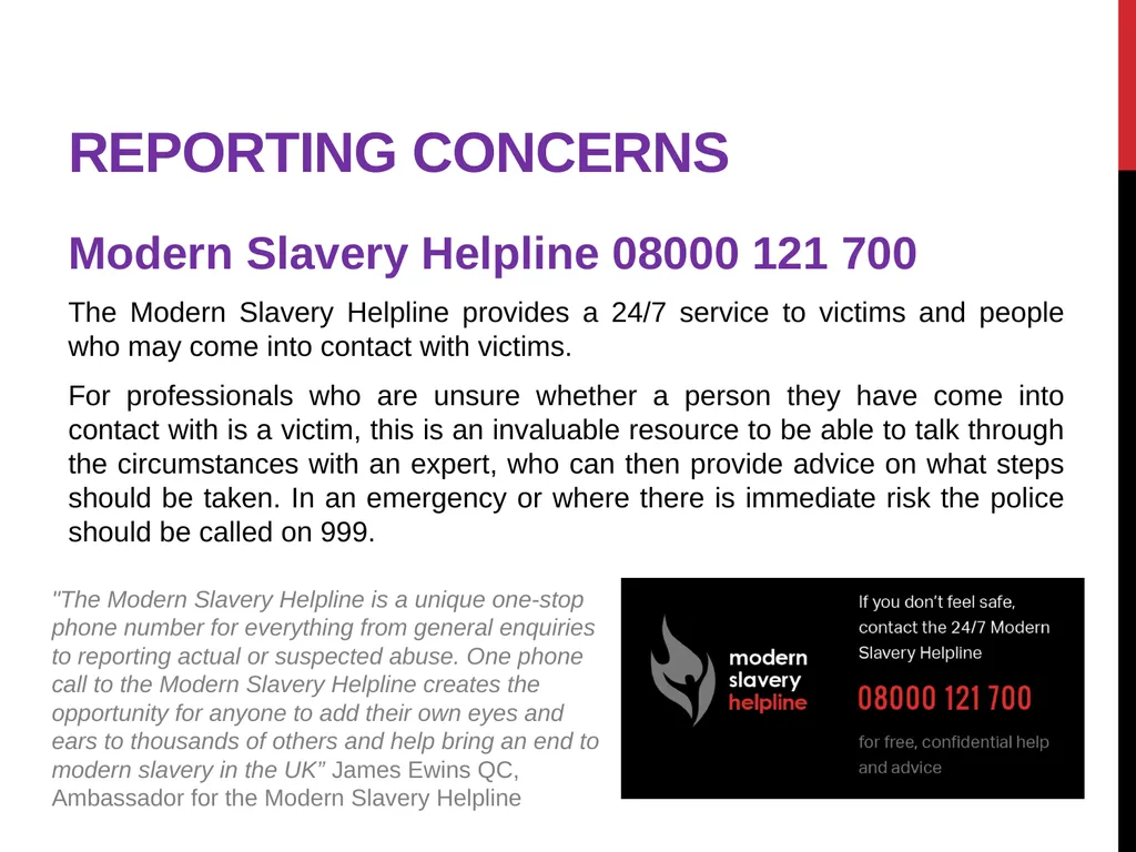 Modern Slavery – General awareness information for - slide 29 of 35